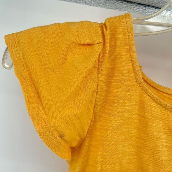Cat & Jack Toddler Girls Mustard Yellow Flutter Sleeve Cotton Dress Size 5T - Picture 4 of 10